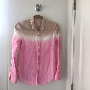 J. Crew Silk Blend Dip-Dye/Tie-Dye Button Up
